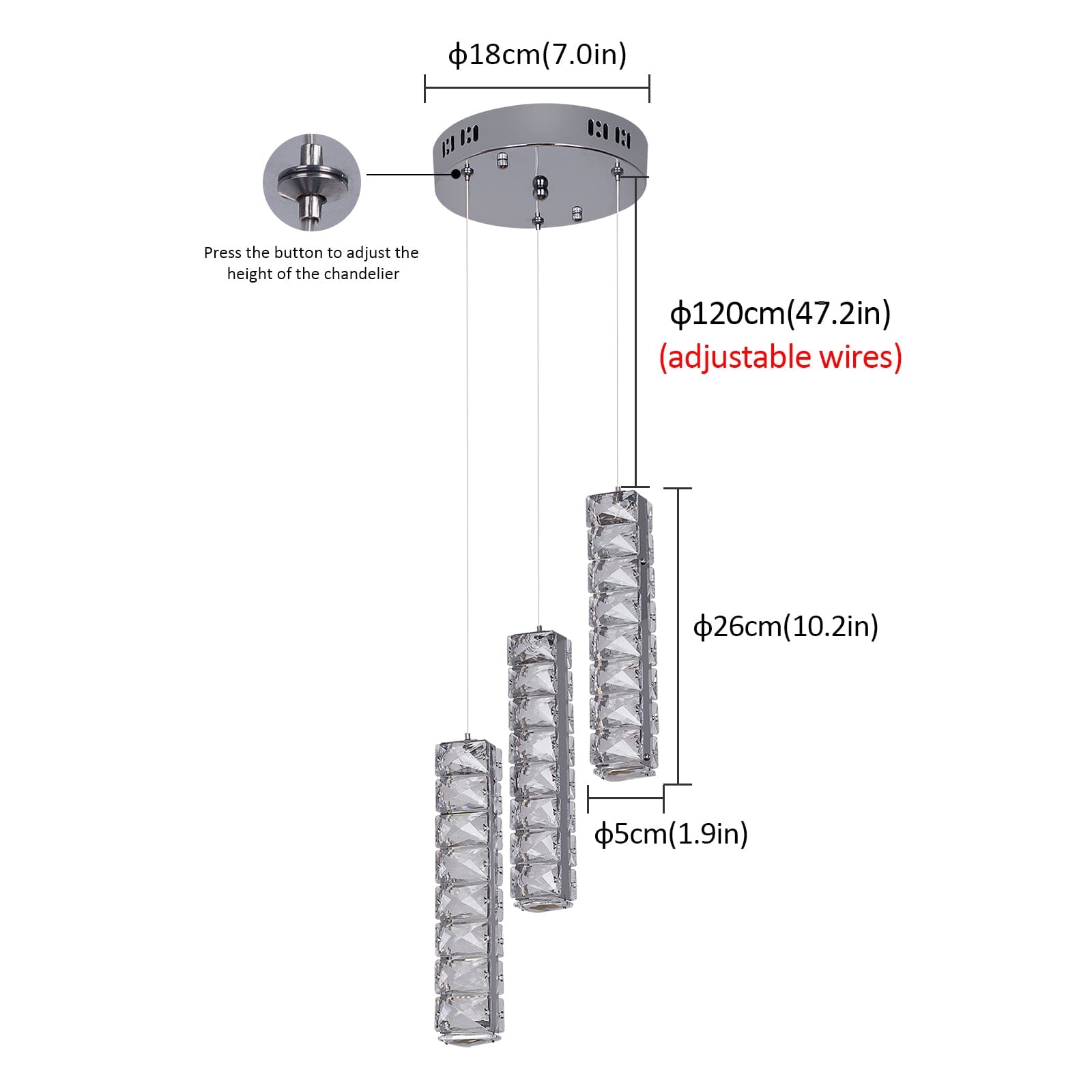 Lumirelle Aurea Cascade Crystal LED Chandelier With Adjustable Suspension