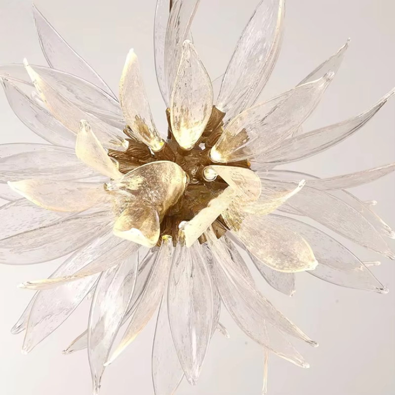 Aurelia Sunflower Glass Chandelier With Copper Body And LED Glow