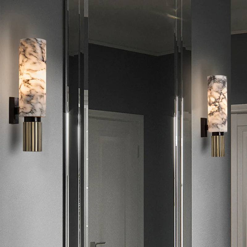 lumora | modern marble wall lamp for bedroom, hallway and living room
