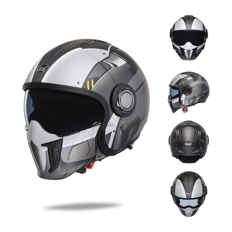 Vintage modulární helma s dvojitou čočkou - schváleno DOT a ECE