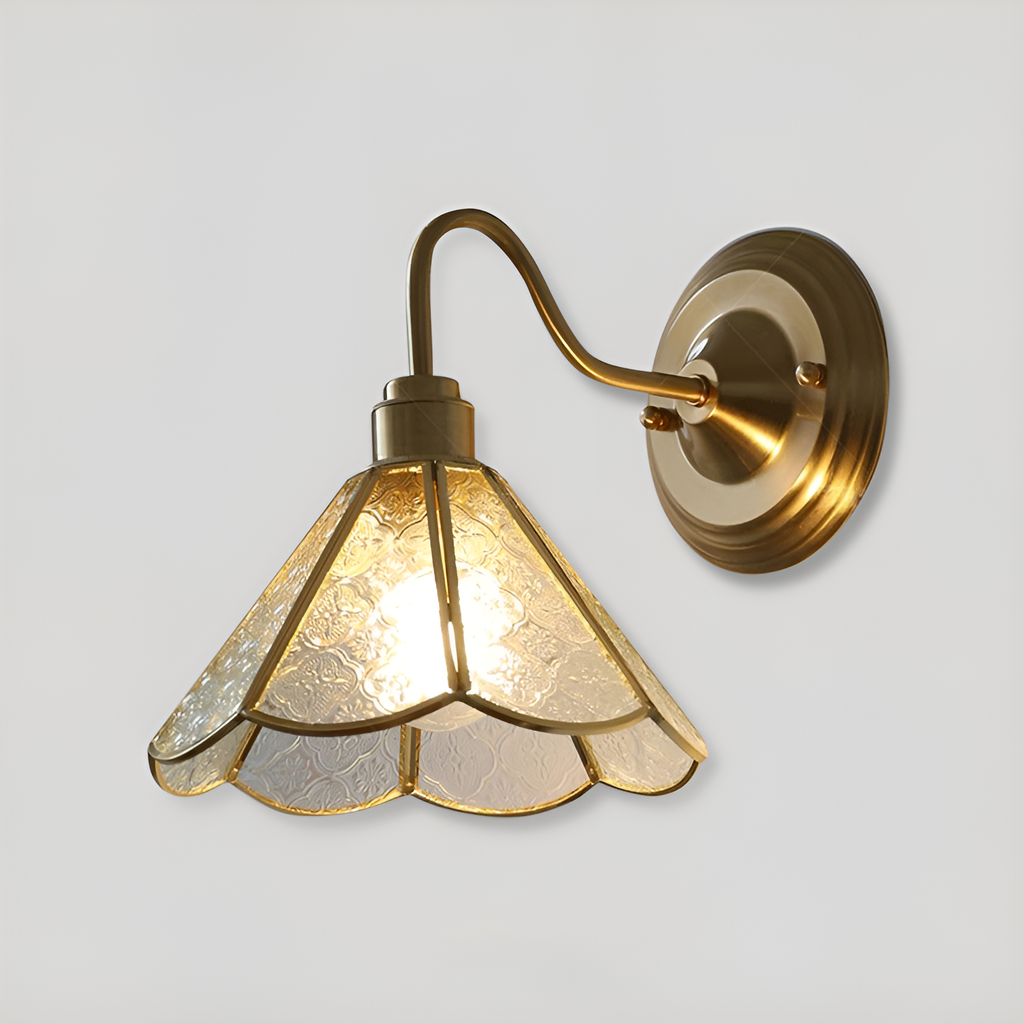Nordic Brass LED Wall Sconce With Frosted Glass Shade
