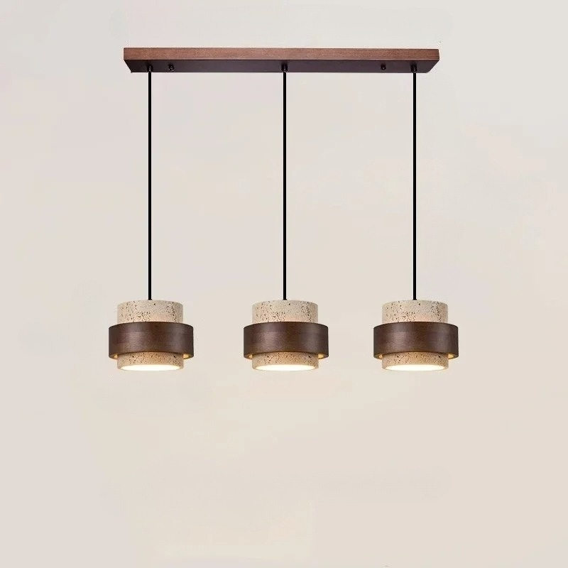 Lumostone | Natural Stone & Wood Pendant Lamp with Adjustable Cord