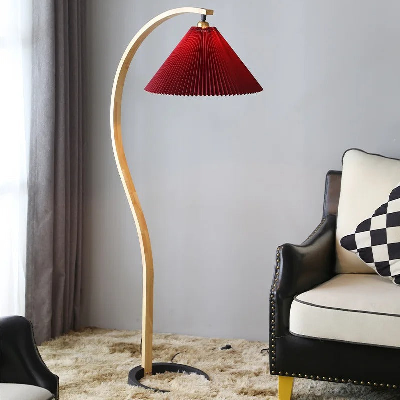 Fernhaven Floor Lamp With Beech Wood Frame And Linen Shade