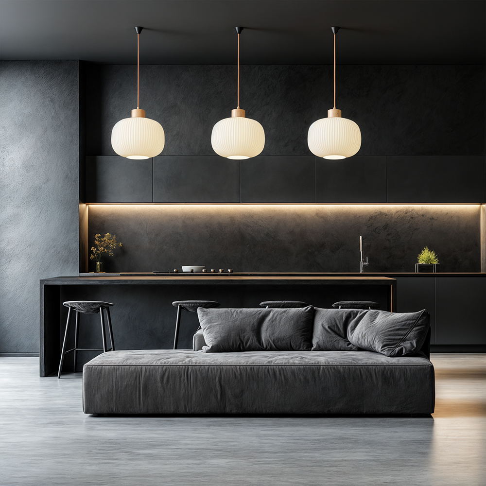 NovaGlaze Glass Stone Ceiling Light With Iron Finish by Ardent Studio