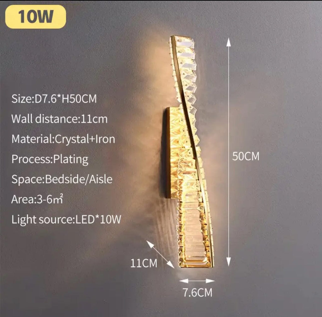 Aurora Crystal LED Wall Lamp in Stainless Steel Finish