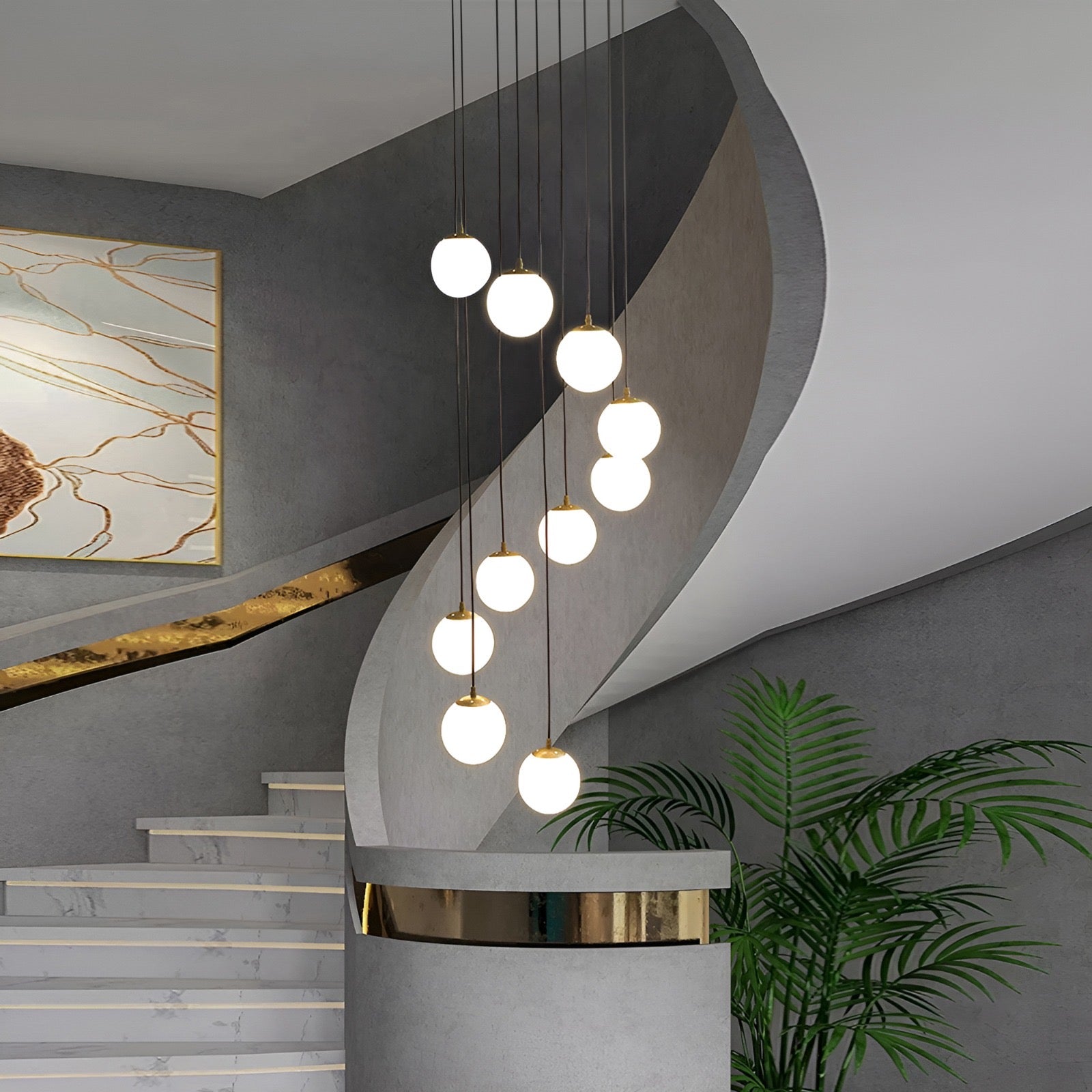 Aurelle Orbit 地球仪吊灯，银色顶盖饰面