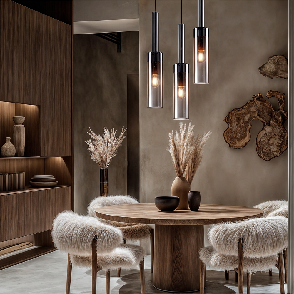 Helion Crystal Glass Nordic Pendant Lights With Copper Accents