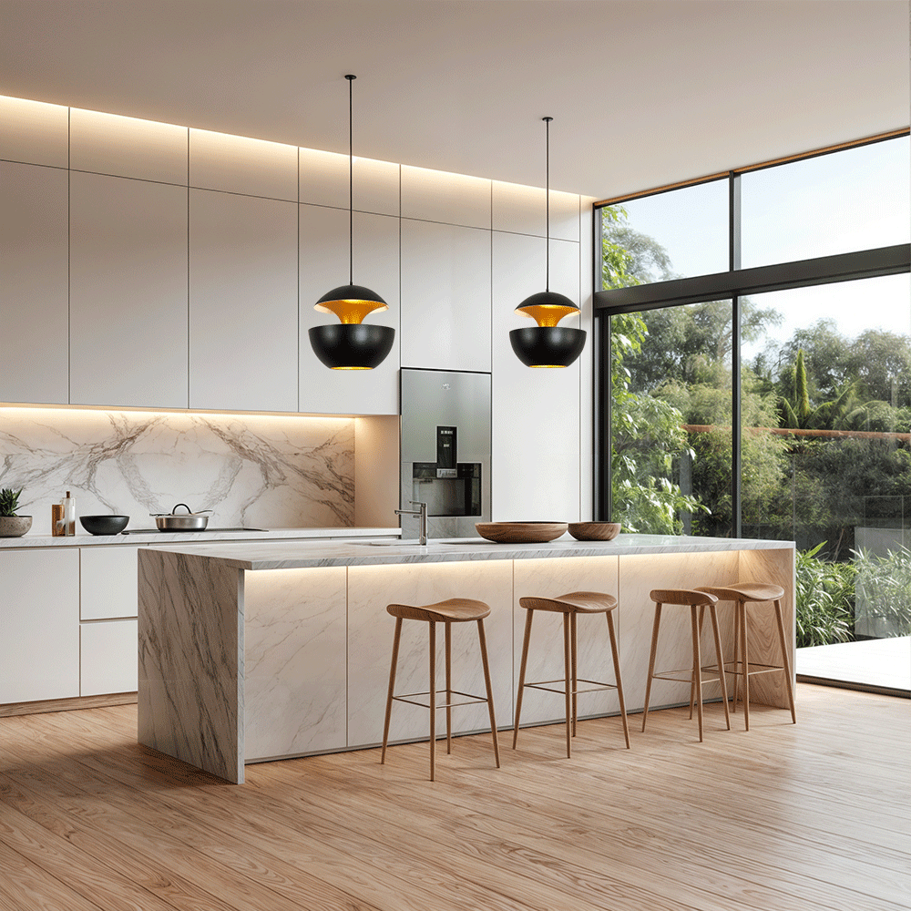 Aurelia Apple Pendant Light With Aluminum Body And Iron Finish