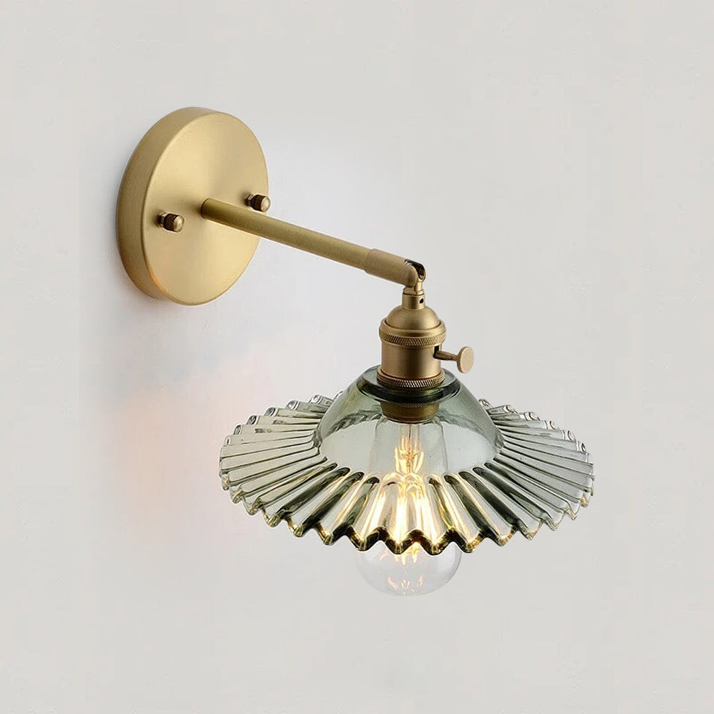 Aurelia Glass Wall Sconce With Green Stained Glass Shade And Brass Holder