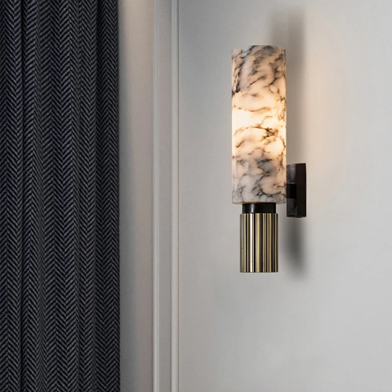 lumora | modern marble wall lamp for bedroom, hallway and living room