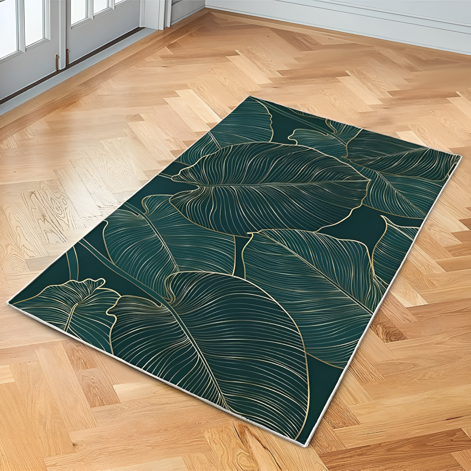 Marisol Gold Linear Leaf Doormat