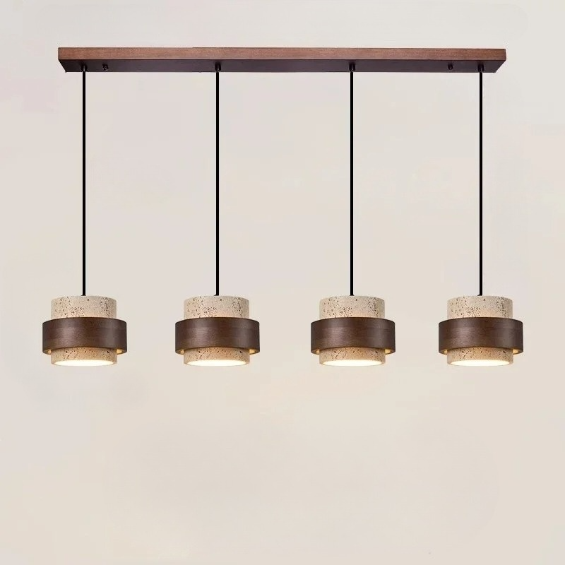 Lumostone | Natural Stone & Wood Pendant Lamp with Adjustable Cord