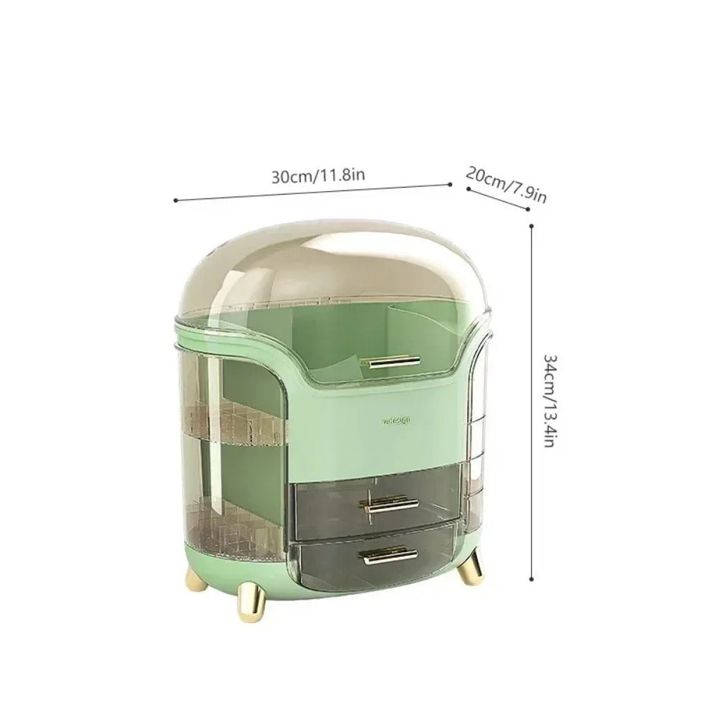 Průhledný stolní organizér na make-up – velkokapacitní prachotěsná krabička na šperky a kosmetiku