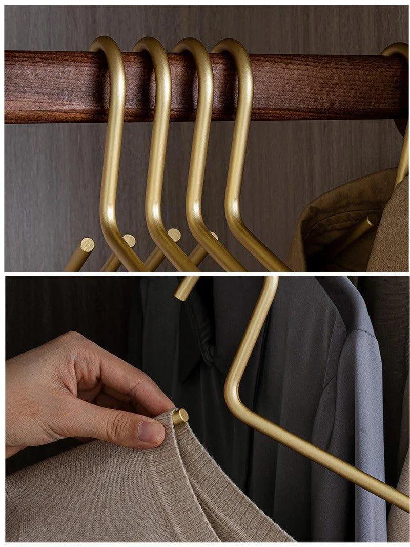 5 pcs Solid Matte Gold/Silver Clothes Coat Hanger │ Seamless Metal Wardrobe Organizer