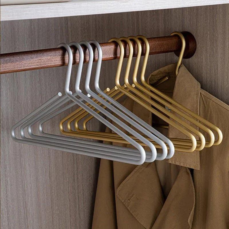 5 pcs Solid Matte Gold/Silver Clothes Coat Hanger │ Seamless Metal Wardrobe Organizer