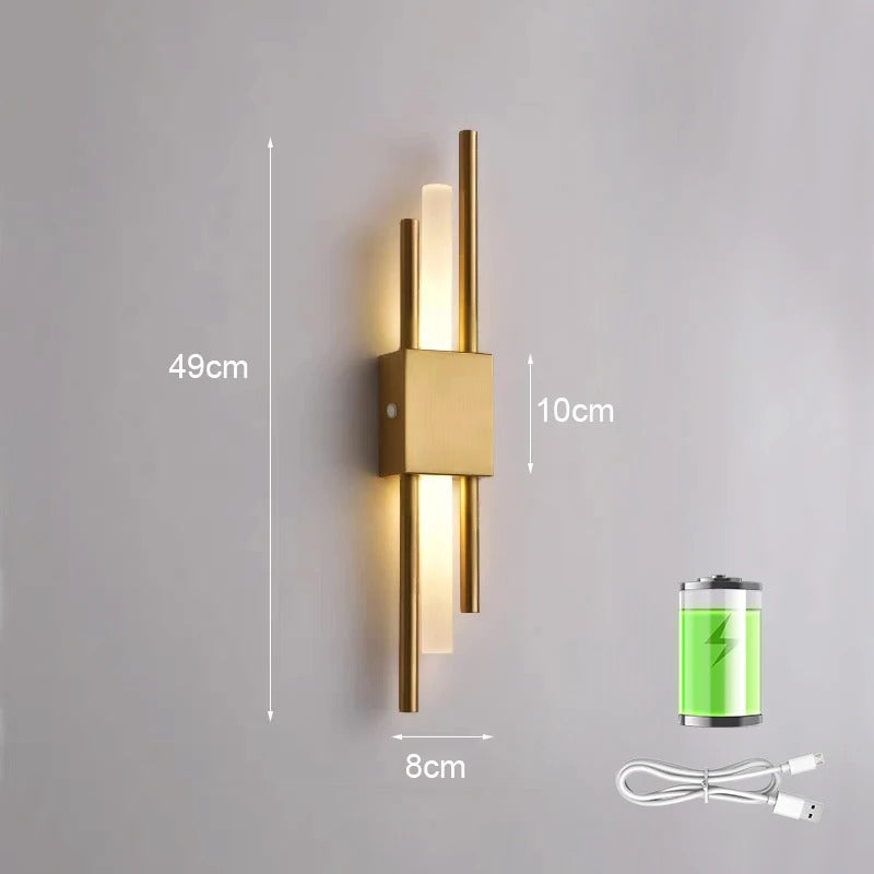 LED Staggered Wireless Wall Sconce – Usb Rechargeable Indoor Lighting for Modern Home Decor