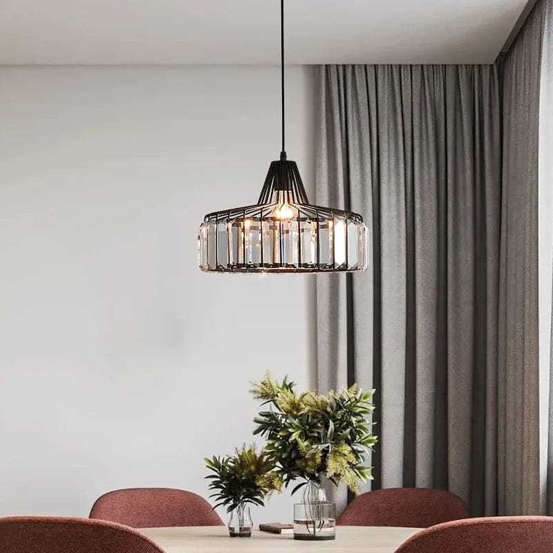 Lyra Crystal Pendant Light With Iron Fixture And Prismatic Glow
