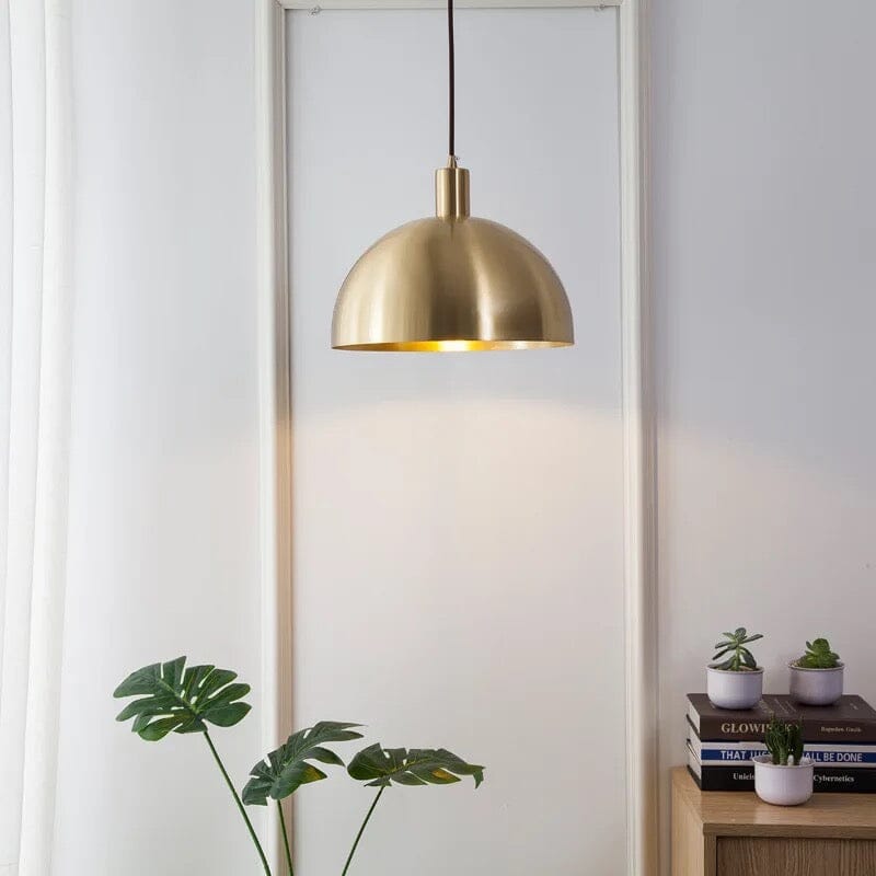 Aurelia Brass LED Pendant Light With Heat Resistant Shade