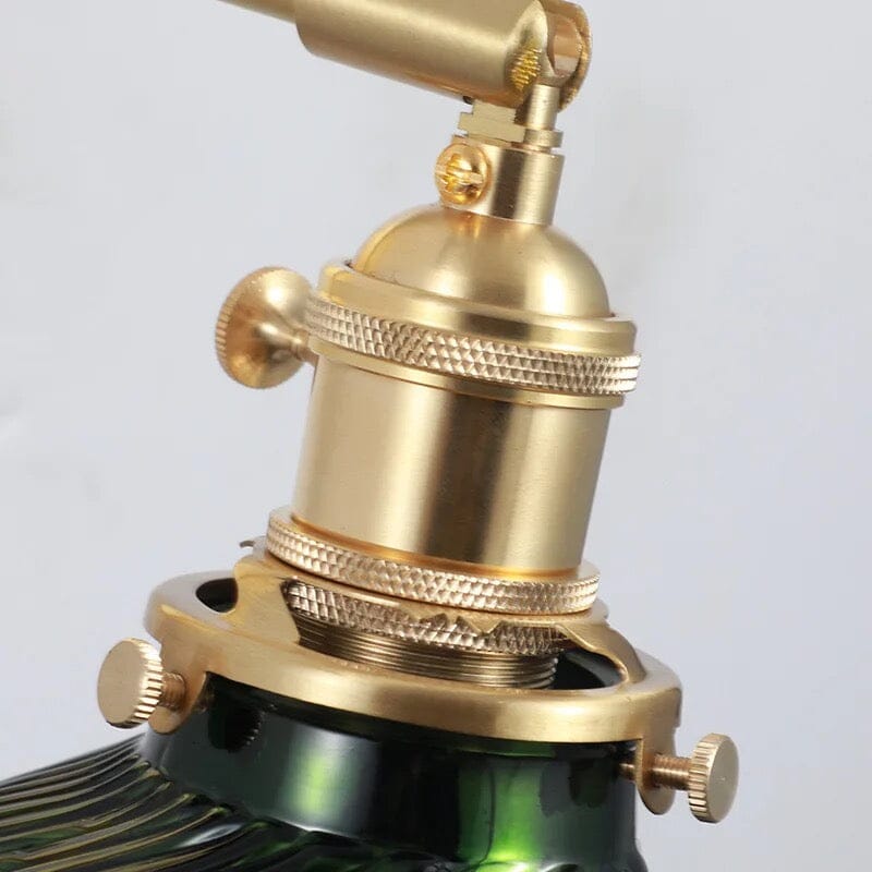 Aurelia Glass Wall Sconce With Green Stained Glass Shade And Brass Holder