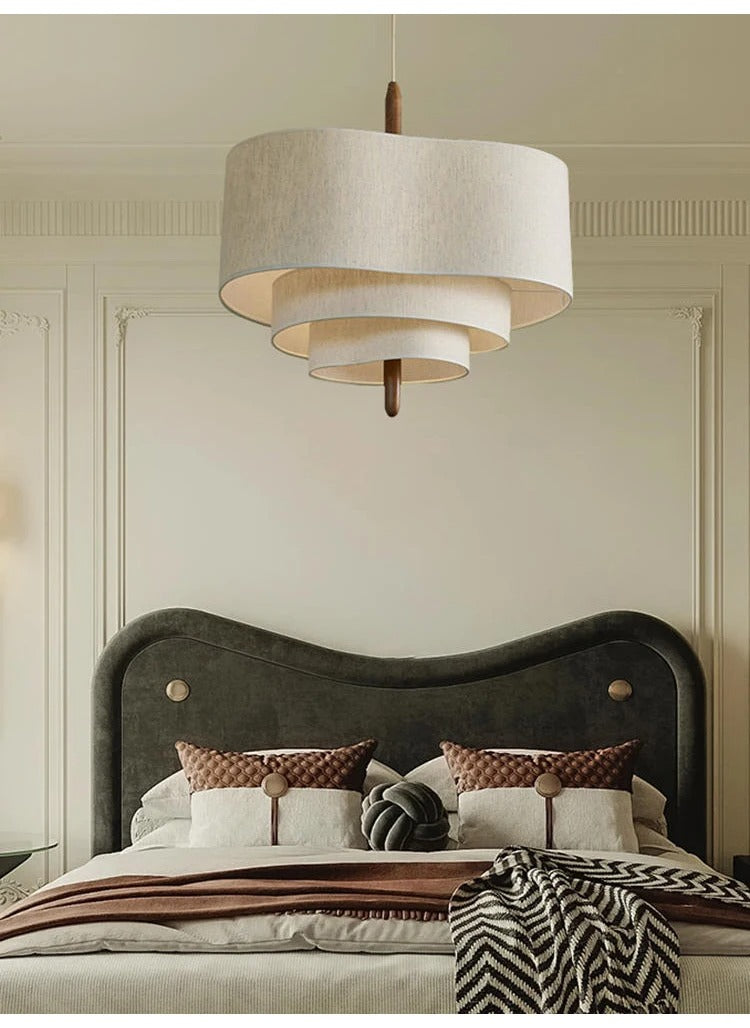 Elara Tiered Fabric Pendant Light with Three Layered Shades