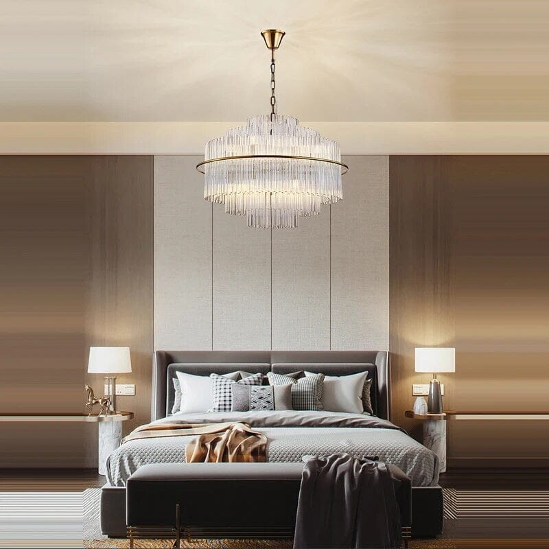 Luminara Crystal Droplet Chandelier In Gold Bronze