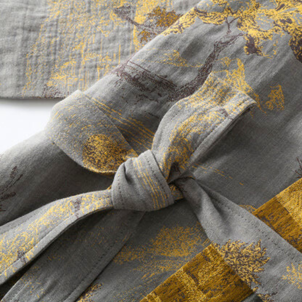 Rustic Elegance Kimono Robe in Pure Cotton