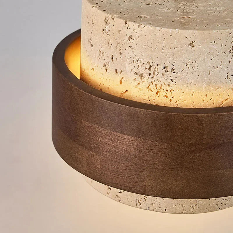 Lumostone | Natural Stone & Wood Pendant Lamp with Adjustable Cord