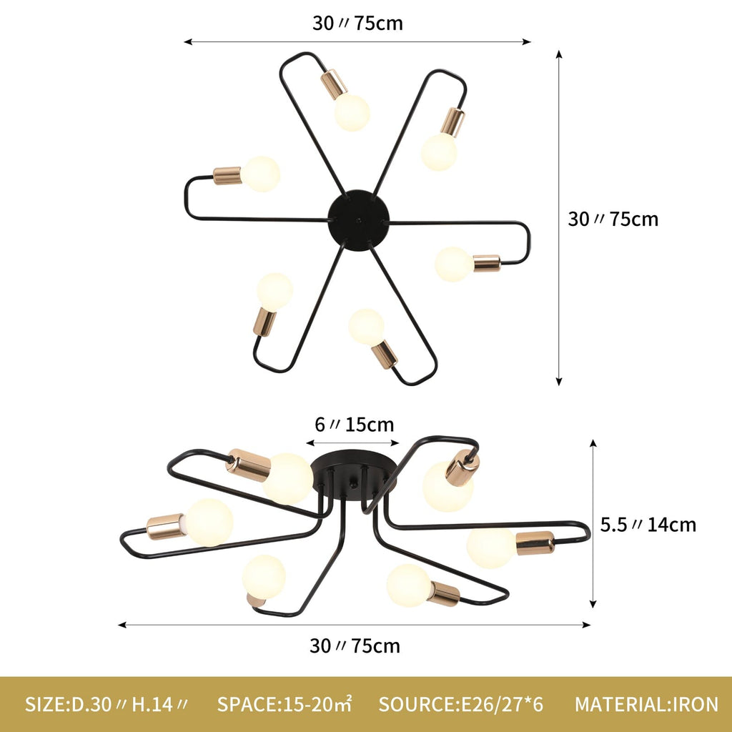 Asteri Eight-Bulb Dimmable Chandelier For Living Rooms And Offices