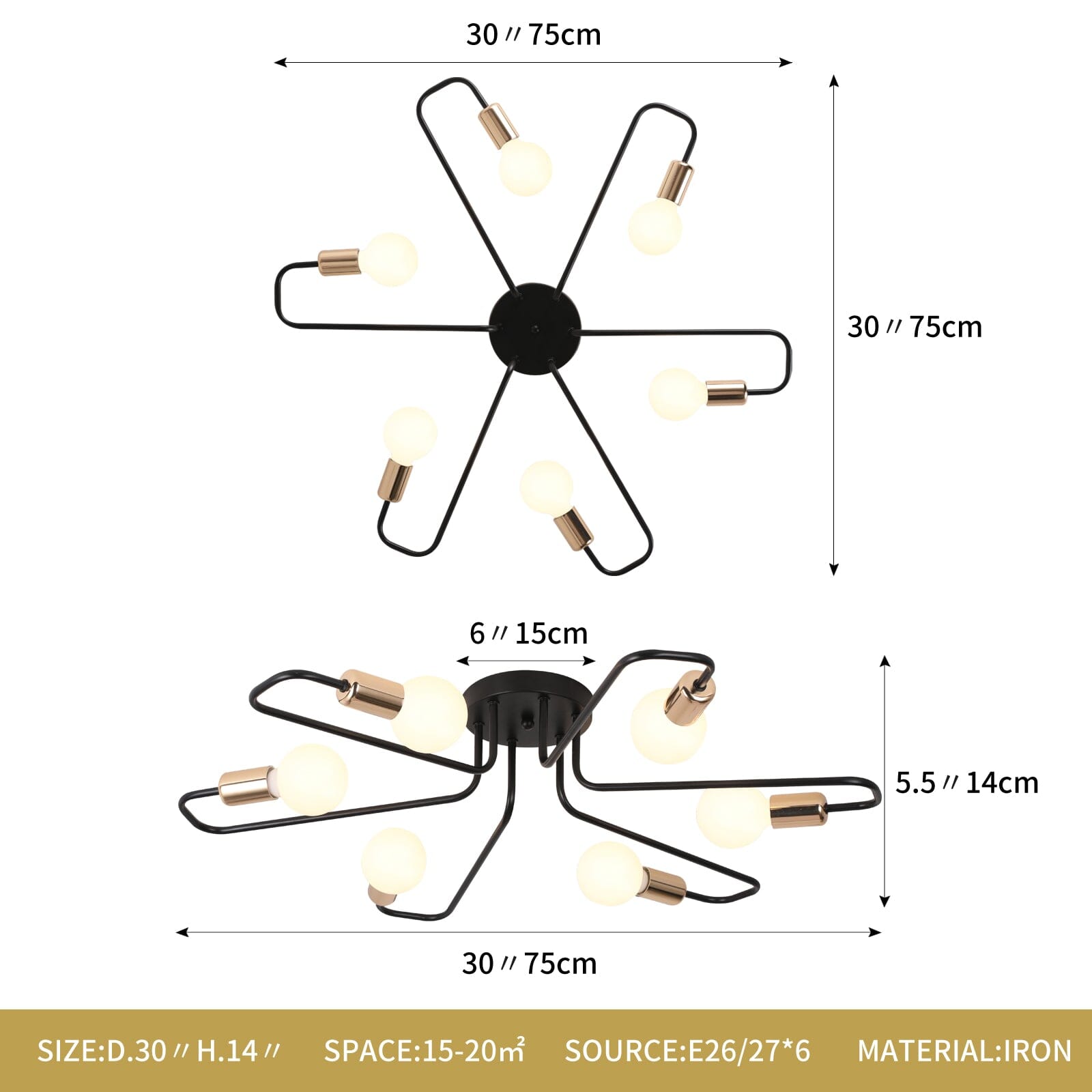 Asteri Eight-Bulb Dimmable Chandelier For Living Rooms And Offices