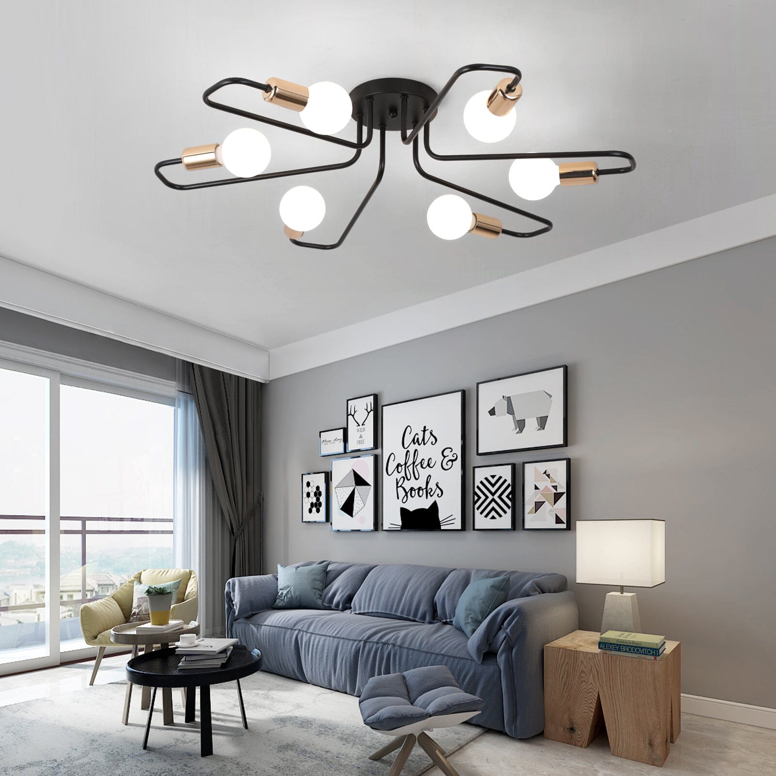 Asteri Eight-Bulb Dimmable Chandelier For Living Rooms And Offices