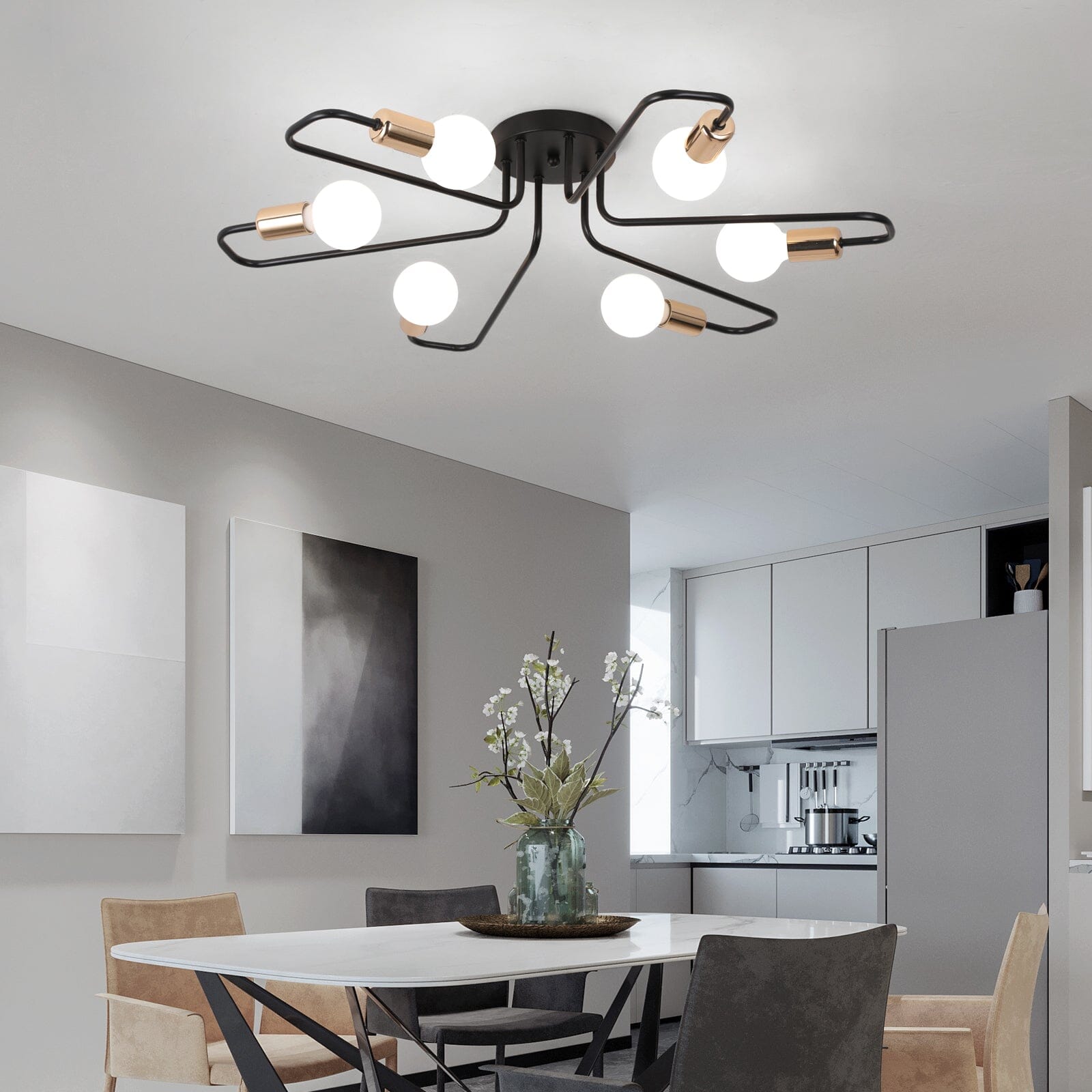 Asteri Eight-Bulb Dimmable Chandelier For Living Rooms And Offices