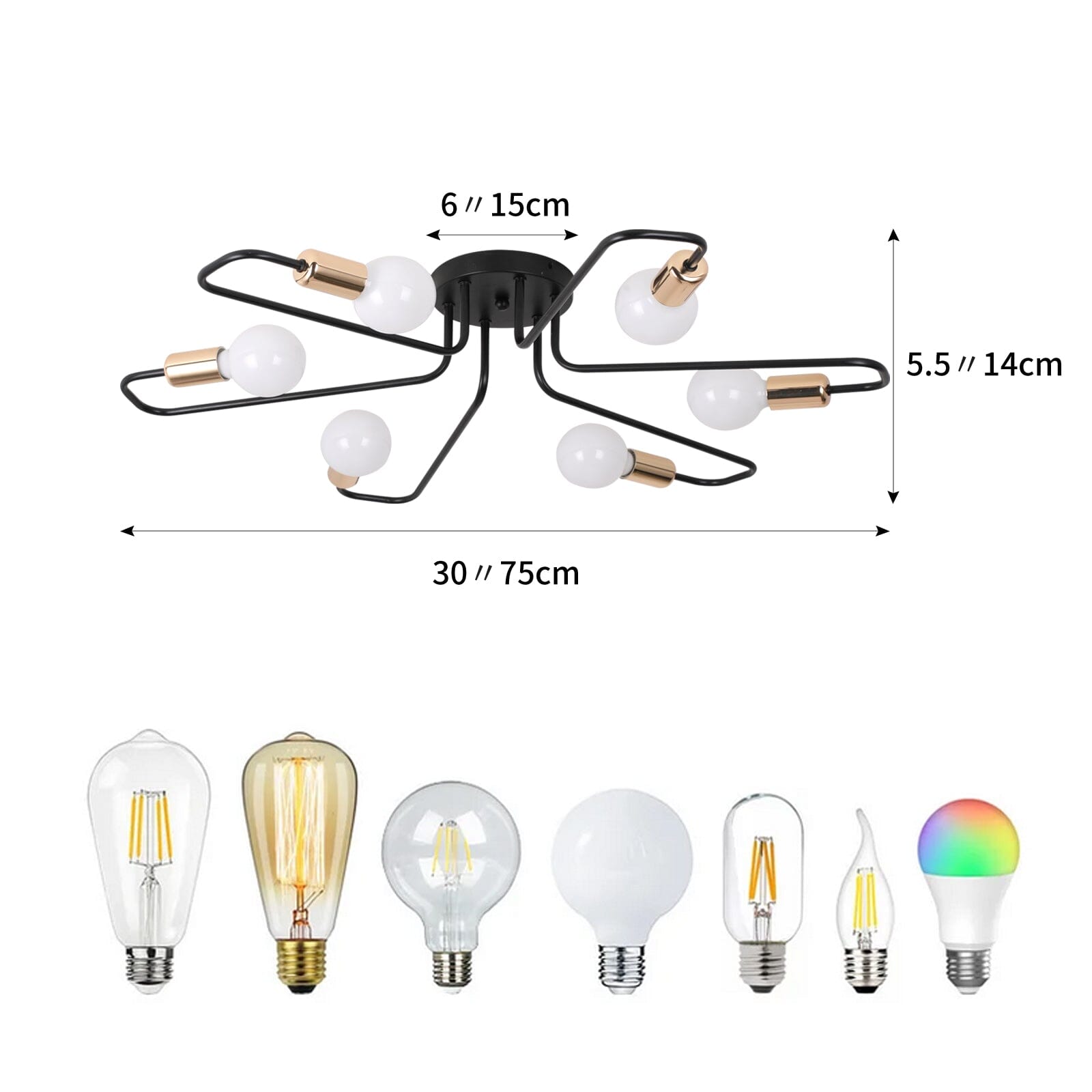 Asteri Eight-Bulb Dimmable Chandelier For Living Rooms And Offices