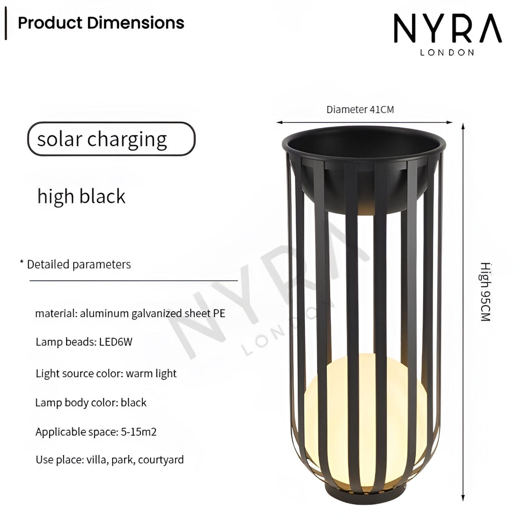 LyraBloom Flower Pot Table Lamp | Solar Outdoor Garden Light