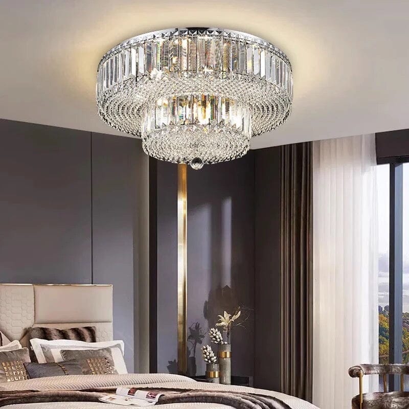 Elara Dual-Crystal LED Ceiling Chandelier For Modern Brilliance