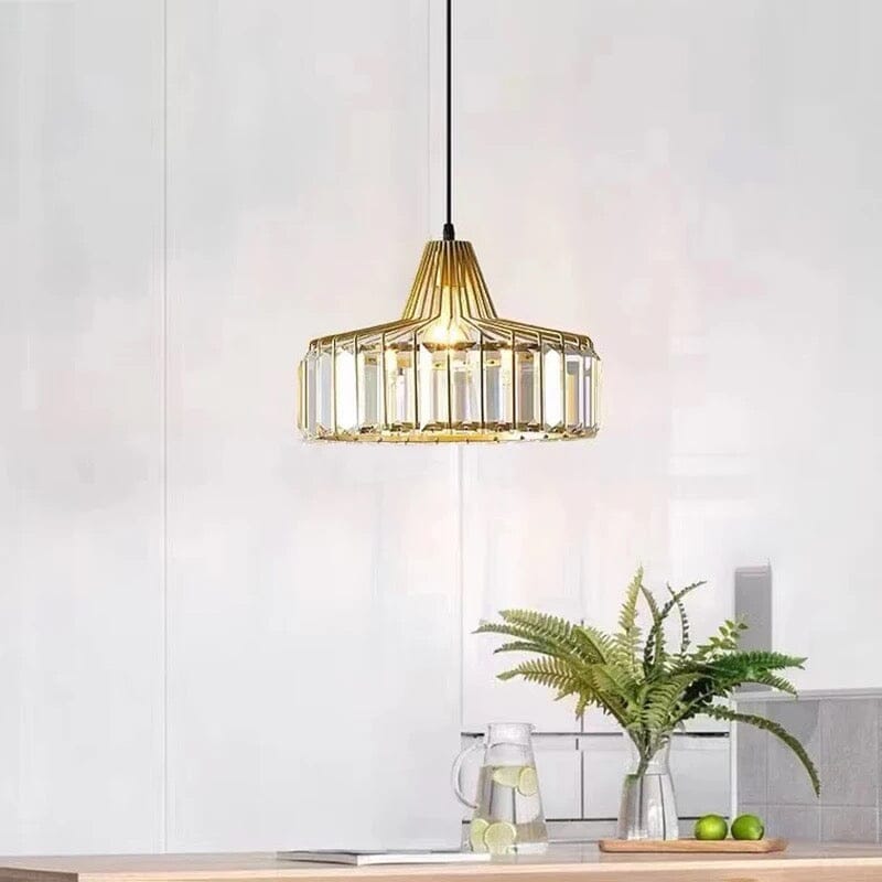 Lyra Crystal Pendant Light With Iron Fixture And Prismatic Glow