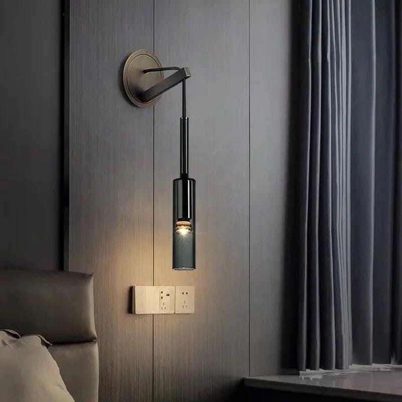 Asterra | Smoky Gray Glass Bottle Wall Lamp in Smoked Black