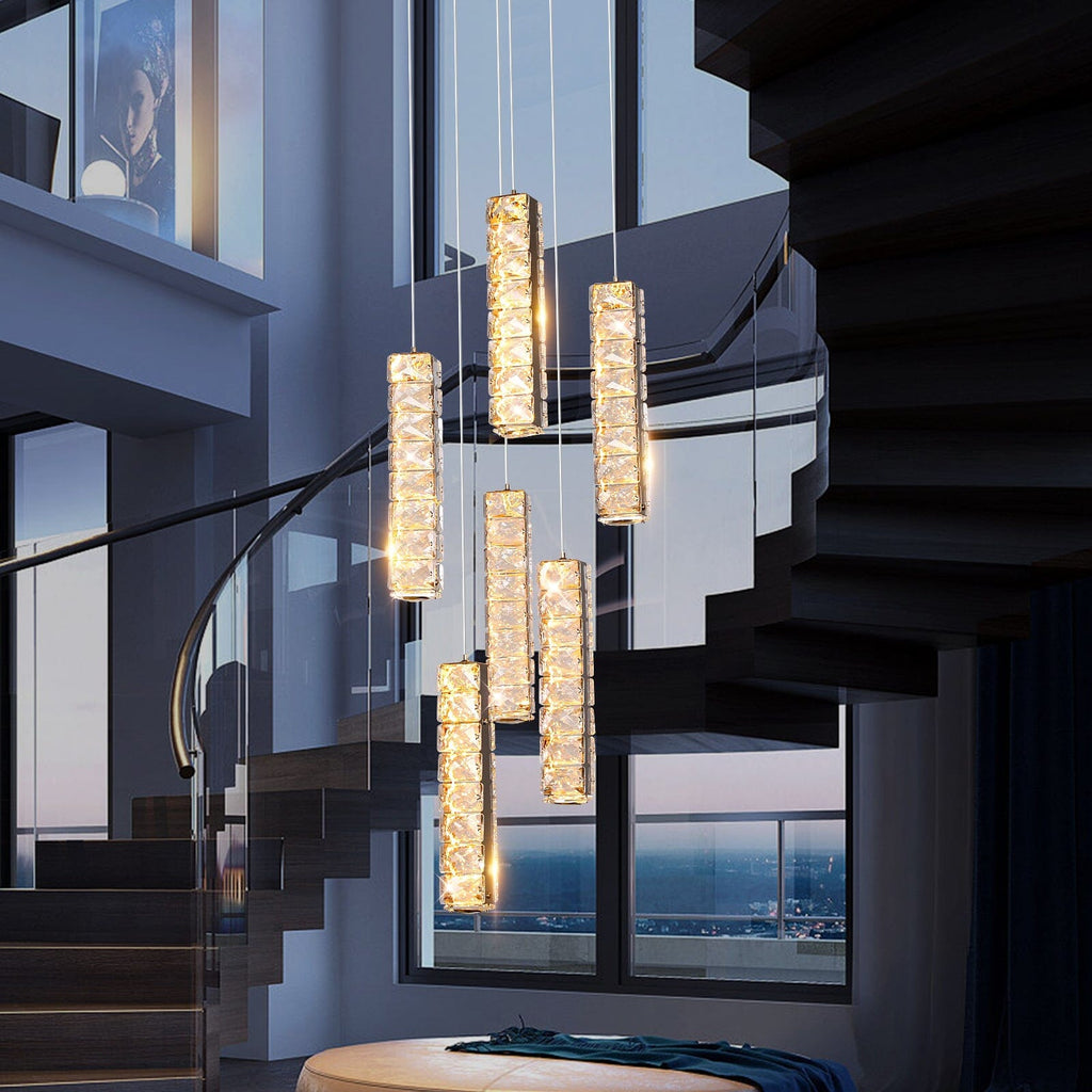 Lumirelle Aurea Cascade Crystal LED Chandelier With Adjustable Suspension