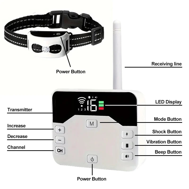 2-in-1 Wireless Dog Fence & Outdoor Training Collar
