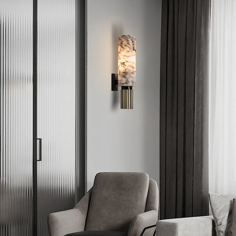 lumora | modern marble wall lamp for bedroom, hallway and living room