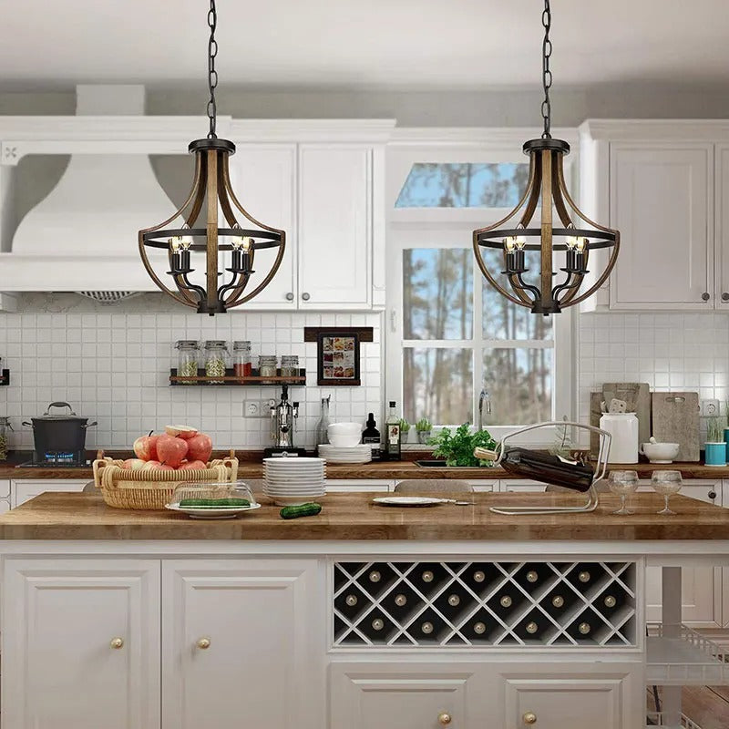 Astrahaven Farmhouse Chandelier With Iron Finish And Adjustable Chain