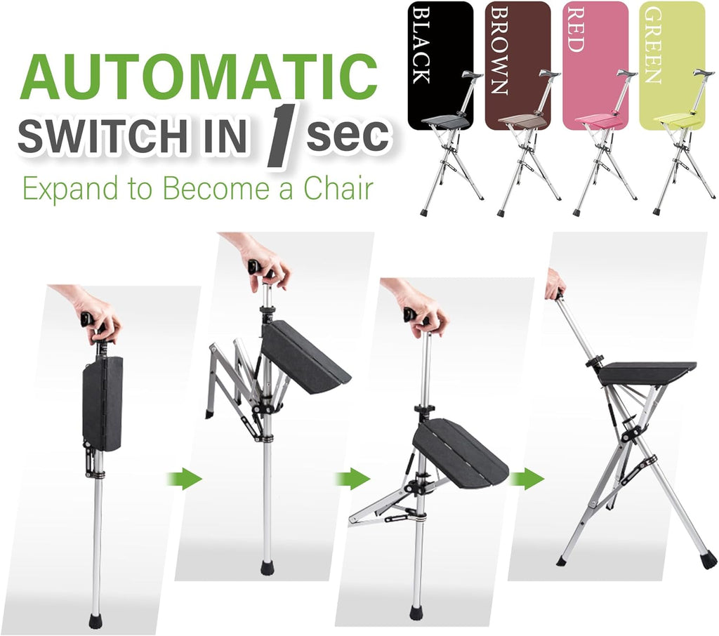 Ta-Da™ シートスティック – 移動中の快適さを高める座席一体型の実用的なハイキングスティック