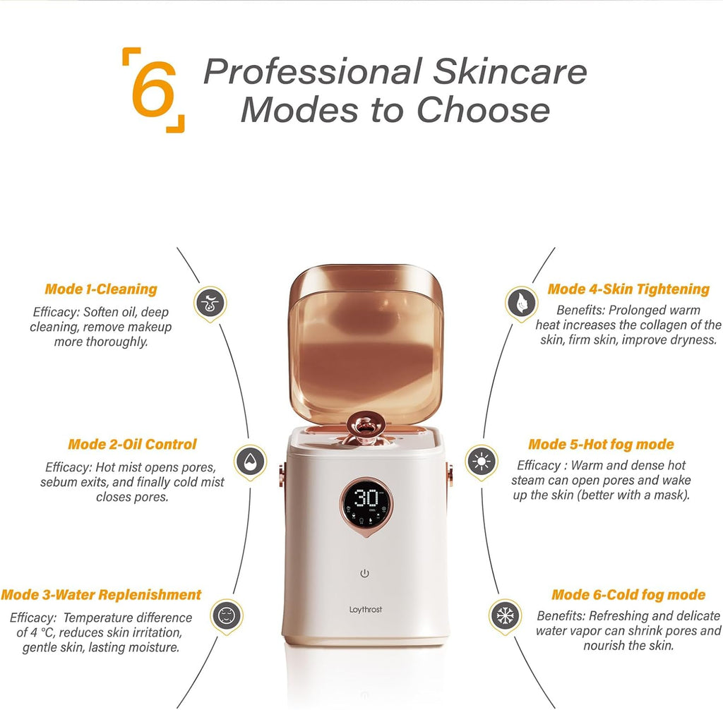 Profesionální 6v1 iontový obličejový napařovač pro hluboké čištění pleti