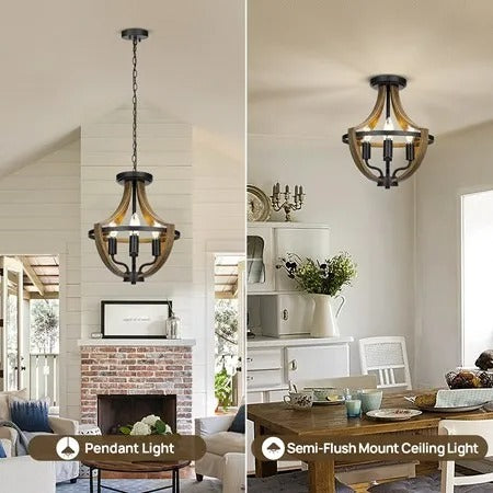 Astrahaven Farmhouse Chandelier With Iron Finish And Adjustable Chain