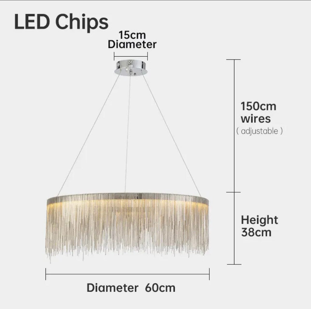 Asterra Nordic Circular Tassel Chain Chandelier for Modern Interiors