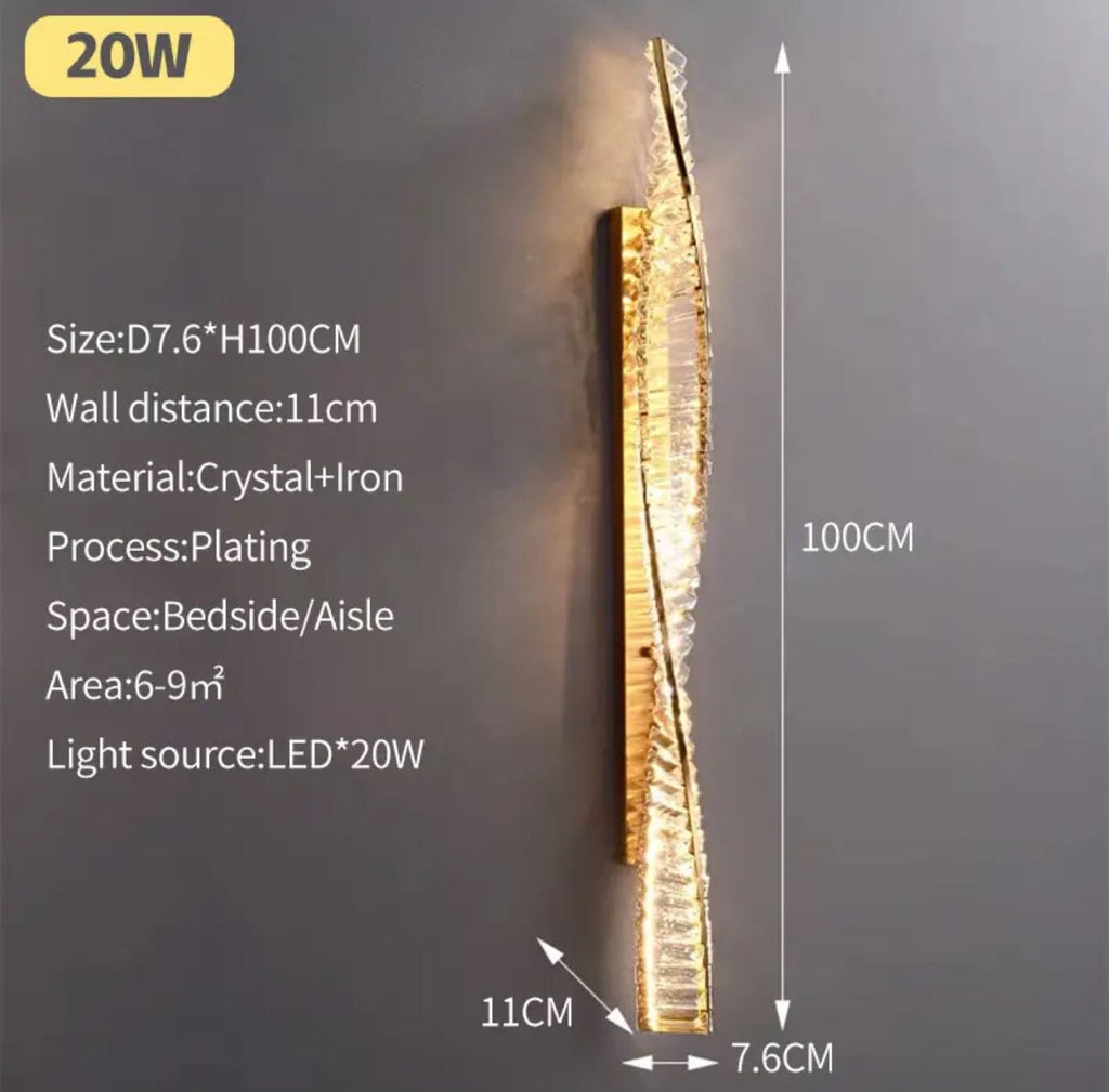 Aurora Crystal LED Wall Lamp in Stainless Steel Finish