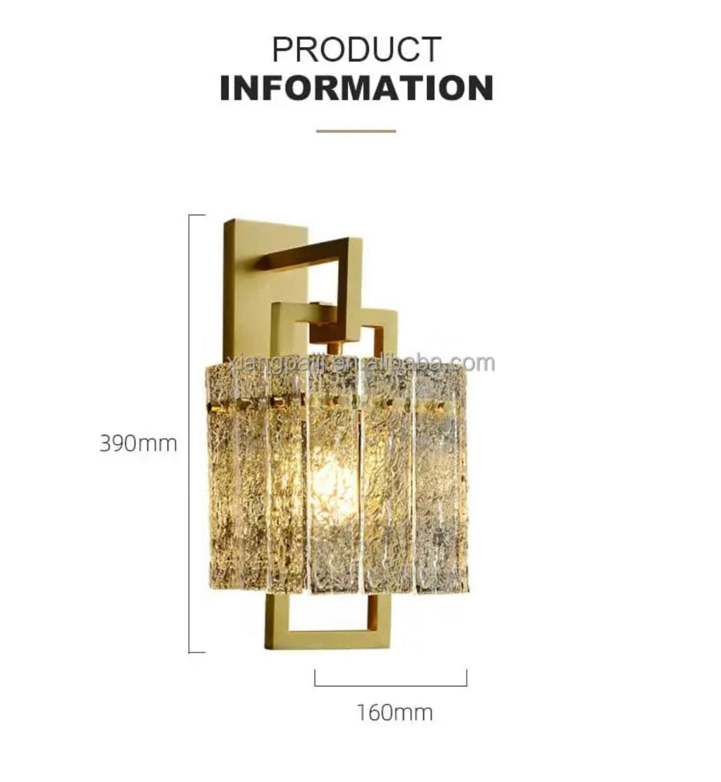 Aurora Copper Glass Led Wall Light With Crystal Accents
