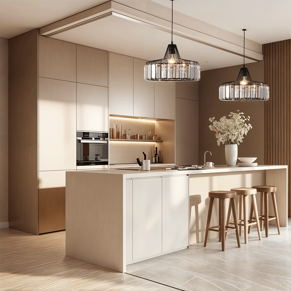 Lyra Crystal Pendant Light With Iron Fixture And Prismatic Glow