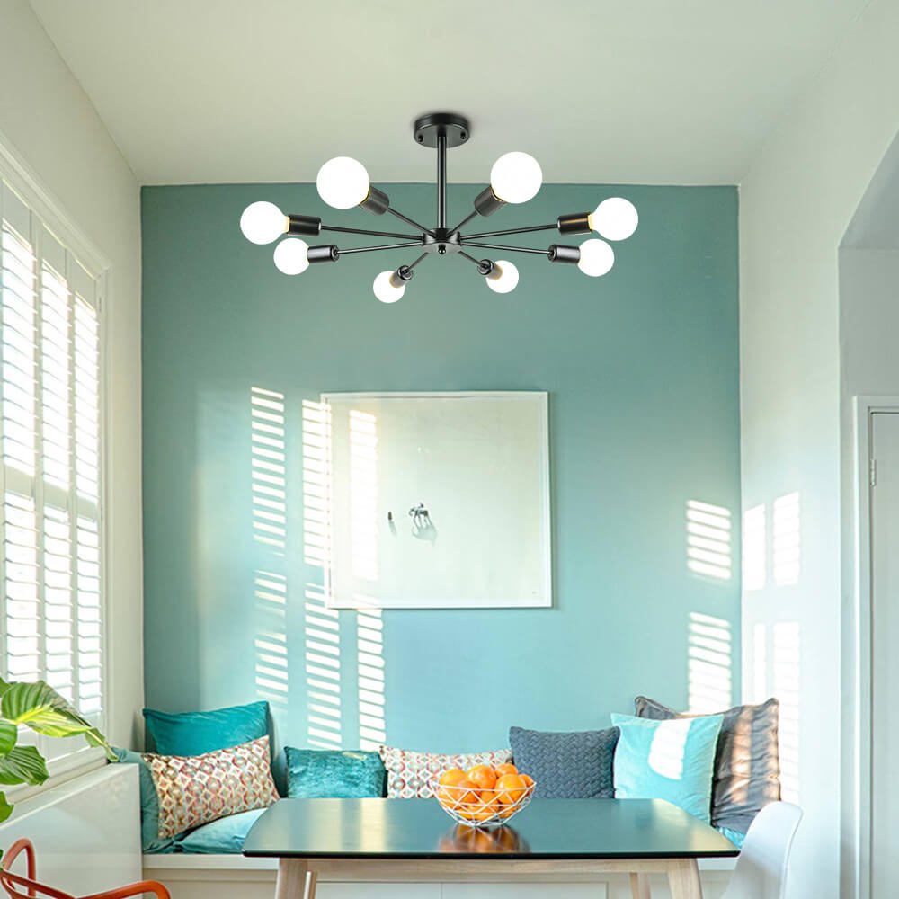 客厅用8灯吸顶灯 | 可调节灯臂与现代设计