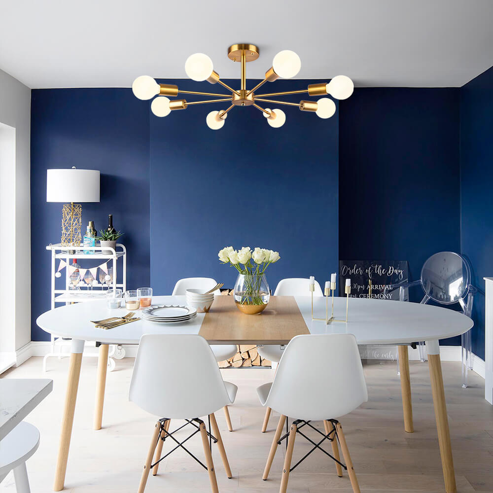 客厅用8灯吸顶灯 | 可调节灯臂与现代设计