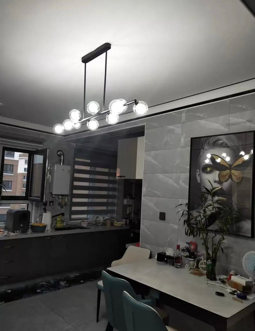 NovaLume Pendant Lamp Modern Aluminum and Iron Fixture with Frosted Glass